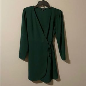 Topshop long sleeve wrap dress